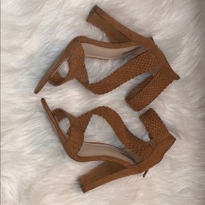 Forever 21 Braided Tan Block Heels, Sz 8